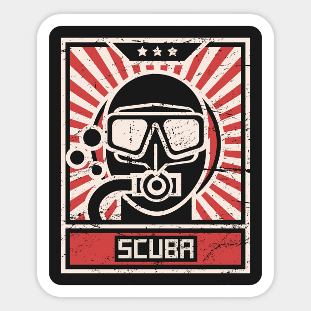 SCUBA Diver Propaganda Poster Sticker by MeatMan